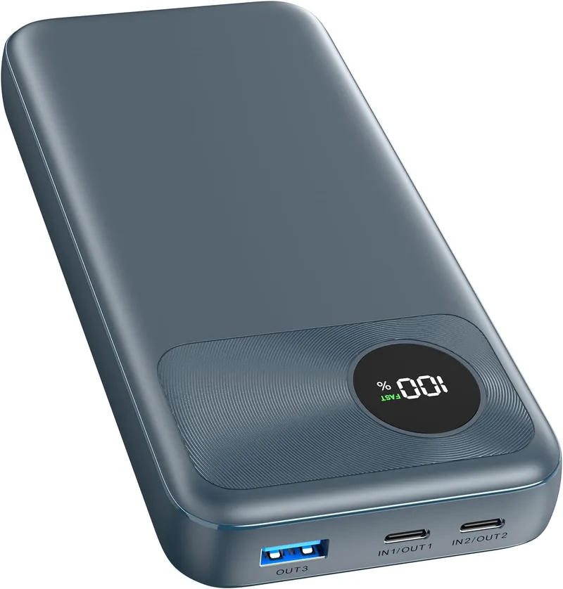 A ADDTOP ▫️ Bateria externa de 20 000 mAh - ADDTOP 22,5 W Carregamento Rápido Powerbank 2 Entradas e Saídas USB-C, 1 Saída USB-A, Carregador Portátil PD 3.0/QC 4.0, LED Digital, para Android, iPhone 16, 15, 14, 13, 12 e Tablets - Azul