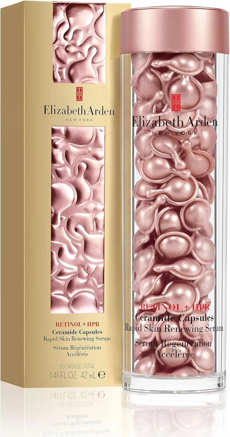 Elizabeth Arden ▫️ Retinol + HPR, Cápsulas de soro de ceramida e retinol altamente eficazes, reduz as rídulas e as rugas, melhora a firmeza da pele, dose única, 90 cápsulas
