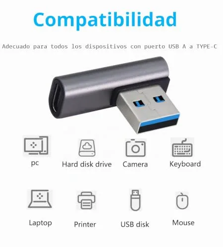 LANMINGLEL ▫️ Adaptador USB 3.1 de 10 Gbps, 90 graus, macho para fêmea tipo C – Transferência de dados OTG para tablet portátil – Conjunto de 3 (prateado) 7