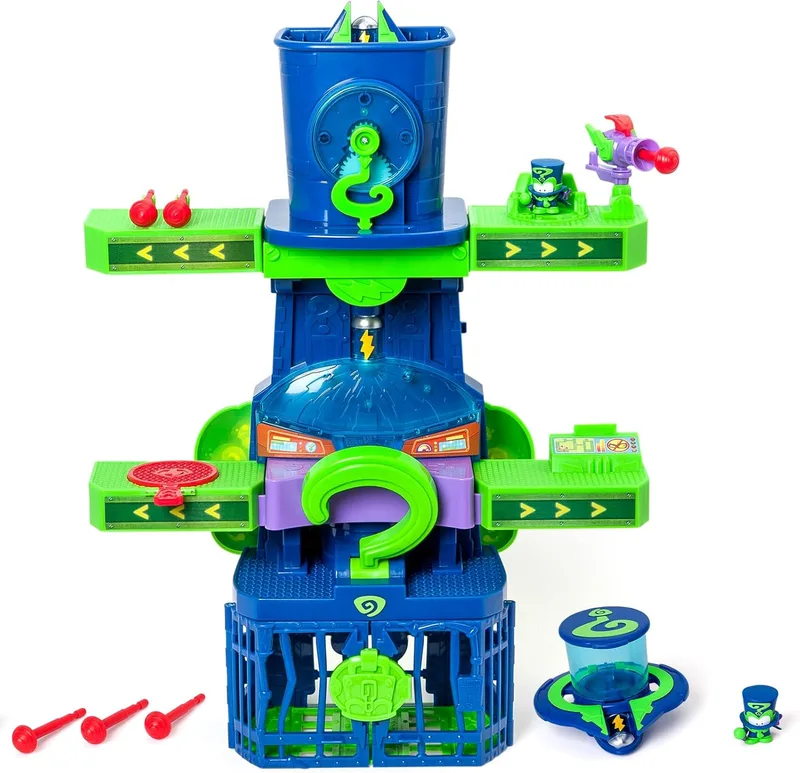 SUPERTHINGS RIVALS OF KABOOM ▫️ SUPERTHINGS KAZOOM Power - Torre Enigma. Torre Enigma da série de TV "Kazoom Power". Contém 1 Torre Enigma, 1 Exclusivo Enigma, 1 Dirigível, 1 Prisão, 1 Catapulta, 1 Gatilho e 3 projécteis.