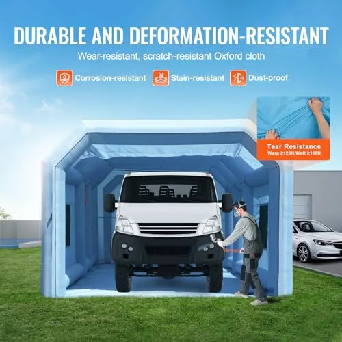 VEVOR ▫️ Cabina de pintura insuflável de 9 x 4,8 x 3,6 m com potentes sopradores de 950 W + 750 W e sistema de filtragem de ar, cabine de pintura portátil para camiões, carrinhas e maquinaria de grandes dimensões 4