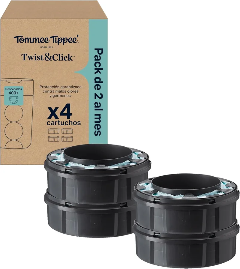 Tommee Tippee ▫️ Cartuchos de recarga para o cesto de fraldas Twist & | Embalagem exclusiva com 4 cartuchos de 10,5 m para recargas rápidas ()