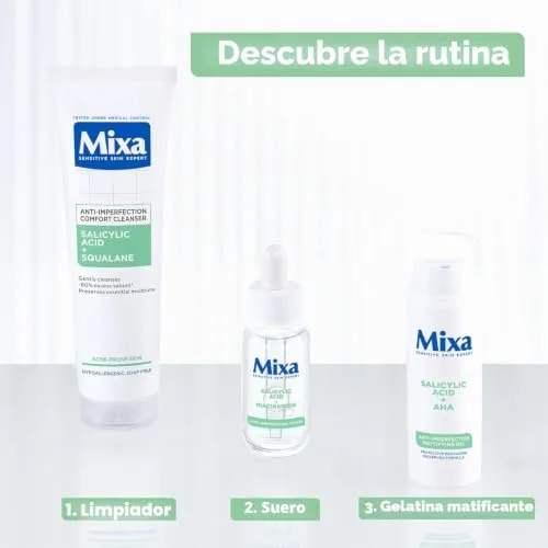 Mixa ▫️ Gel matificante contra impurezas com ácido salicílico + AHA – Pele oleosa e acne – Controlo do sebo – Textura leve e refrescante tipo sorvete – Frasco com bomba antioxidante – 50 ml 6