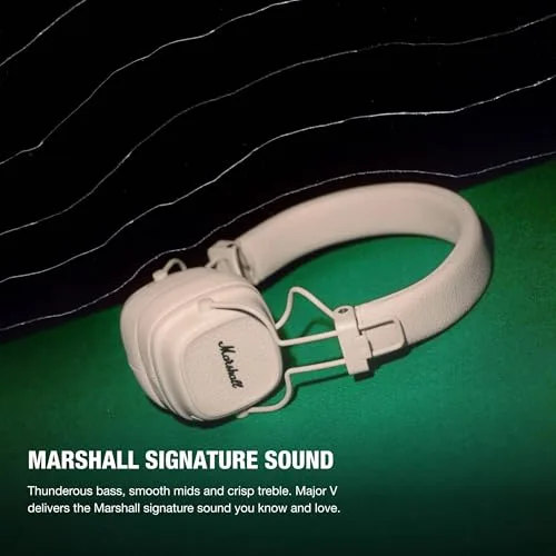 Marshall ▫️ Auscultadores sem fios Bluetooth Major V, 100 horas de reprodução - Creme 2