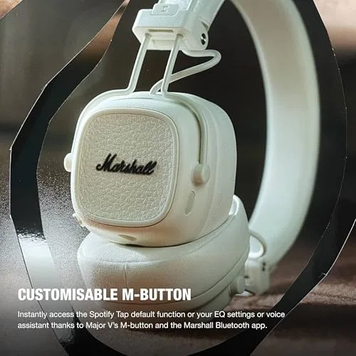 Marshall ▫️ Auscultadores sem fios Bluetooth Major V, 100 horas de reprodução - Creme 5