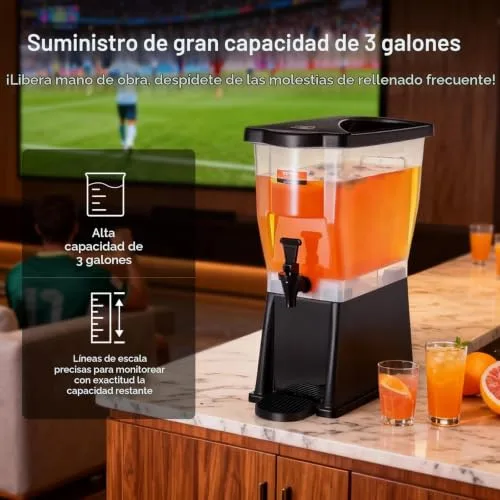 VEVOR ▫️ Dispensador de bebidas de 11 litros para festas, dispensador de sumo em plástico com tampa de suporte, dispensador de água, sumo, limonada e chá gelado, para restaurantes, 450 x 204 x 530 mm 2