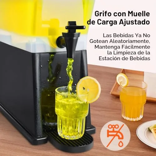 VEVOR ▫️ Dispensador de bebidas de 11 litros para festas, dispensador de sumo em plástico com tampa de suporte, dispensador de água, sumo, limonada e chá gelado, para restaurantes, 450 x 204 x 530 mm 3