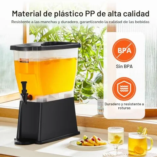 VEVOR ▫️ Dispensador de bebidas de 11 litros para festas, dispensador de sumo em plástico com tampa de suporte, dispensador de água, sumo, limonada e chá gelado, para restaurantes, 450 x 204 x 530 mm 4