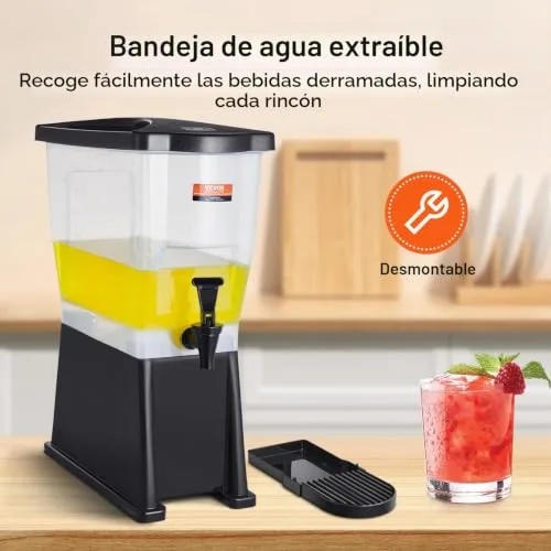VEVOR ▫️ Dispensador de bebidas de 11 litros para festas, dispensador de sumo em plástico com tampa de suporte, dispensador de água, sumo, limonada e chá gelado, para restaurantes, 450 x 204 x 530 mm 5