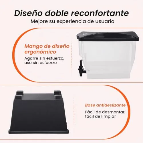 VEVOR ▫️ Dispensador de bebidas de 11 litros para festas, dispensador de sumo em plástico com tampa de suporte, dispensador de água, sumo, limonada e chá gelado, para restaurantes, 450 x 204 x 530 mm 6