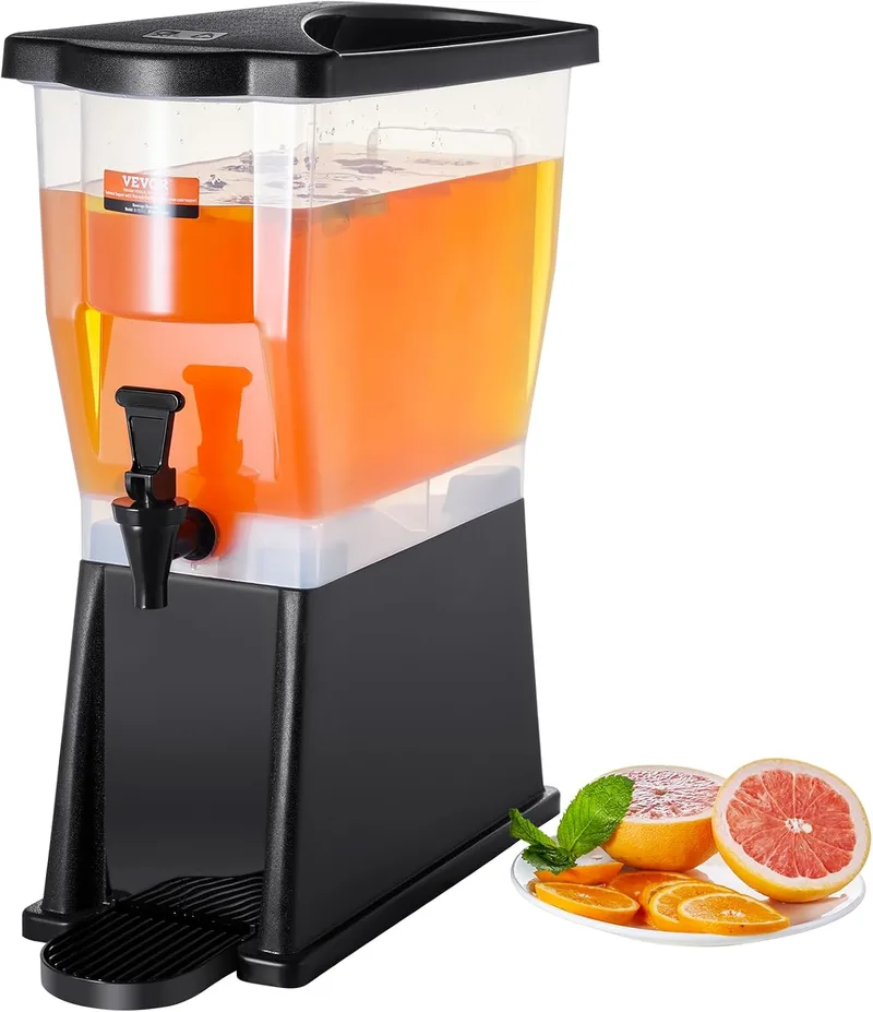 VEVOR ▫️ Dispensador de bebidas de 11 litros para festas, dispensador de sumo em plástico com tampa de suporte, dispensador de água, sumo, limonada e chá gelado, para restaurantes, 450 x 204 x 530 mm