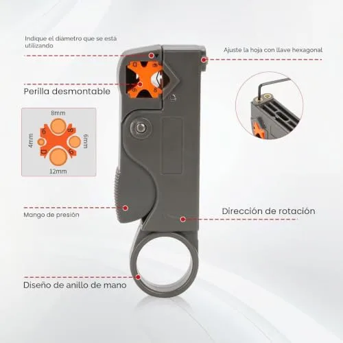 Sexyhot ▫️ Ferramenta de compressão para conectores F, Kit de ferramentas de crimpagem para cabo coaxial RG59/6, 20 conectores, corte de 9 mm, ajustável, pega confortável (480 g) 2