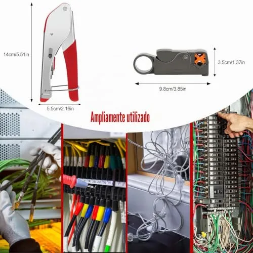Sexyhot ▫️ Ferramenta de compressão para conectores F, Kit de ferramentas de crimpagem para cabo coaxial RG59/6, 20 conectores, corte de 9 mm, ajustável, pega confortável (480 g) 6