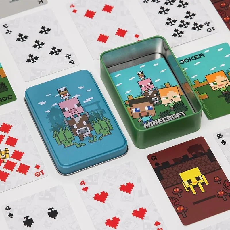 Paladone ▫️ Baralho de cartas numa caixa metálica com o tema do Minecraft 4
