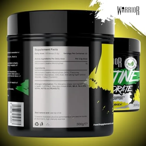 Warrior ▫️ Creatina Monohidratada em Pó 300 g, Vegana – Limonada 3