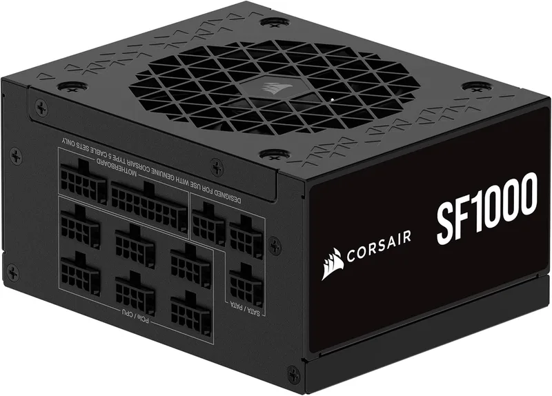 Corsair ▫️ SF1000 (2024) Fonte de alimentação ATX totalmente modular, de baixo ruído, com certificação 80 Plus Platinum – Compatível com ATX 3.1 – Preparada para PCIe 5.1 – Preto