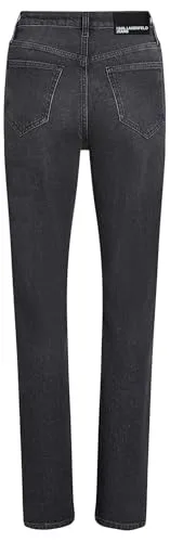 KARL LAGERFELD JEANS ▫️ Calças de ganga Karl Lagerfeld para mulher, de cintura alta, corte reto e com fenda 2