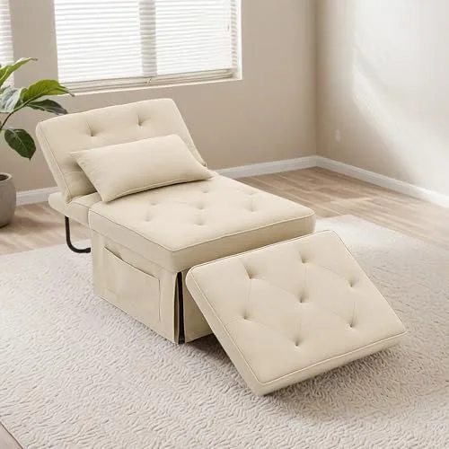 FLEXISPOT ▫️ Poltrona extensível para dormir, poltrona dobrável com função de cama, cadeira-cama multifuncional, sofá-cama conversível, capacidade de carga até 300 kg, bege 2