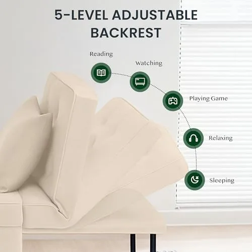 FLEXISPOT ▫️ Poltrona extensível para dormir, poltrona dobrável com função de cama, cadeira-cama multifuncional, sofá-cama conversível, capacidade de carga até 300 kg, bege 4