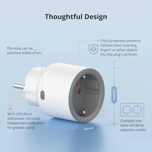 SONOFF ▫️ S60TPF Tomada Inteligente Wi-Fi (com monitorização de consumo energético), programação de ligar/desligar, poupança de energia, compatível com Alexa e Google Home, embalagem de 4 unidades 3