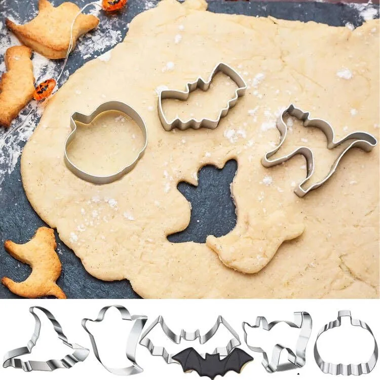FANNITE ▫️ Conjunto de 11 cortadores de bolachas de Halloween em aço inoxidável - Abóbora, Fantasma, Gato, Morcego, Chapéu de Bruxa 3