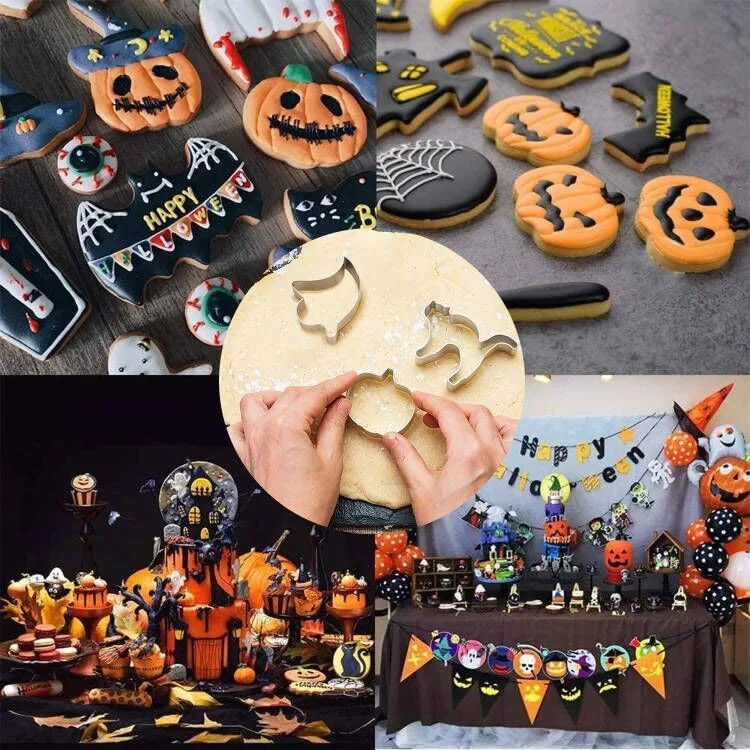 FANNITE ▫️ Conjunto de 11 cortadores de bolachas de Halloween em aço inoxidável - Abóbora, Fantasma, Gato, Morcego, Chapéu de Bruxa 7