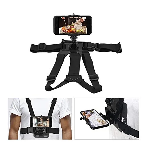Denash ▫️ Cinta de peito para telemóvel, suporte para arnês de peito, suporte universal para fotografia, clipe para telemóvel, estável e de elevada fiabilidade, padrão, Clássico 5