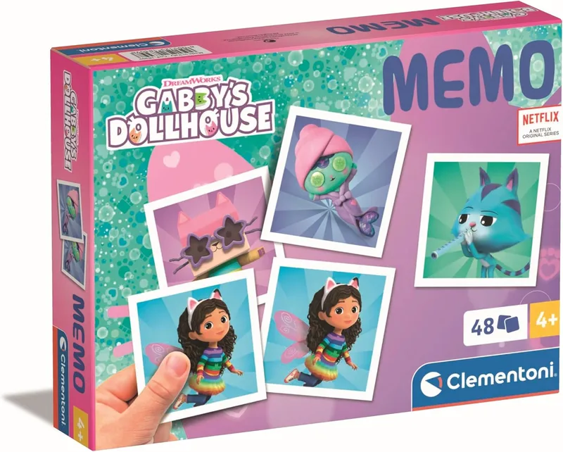 Clementoni ▫️ Mémo Gabby'S Dollhouse Pocket - Jogo educativo que inclui 48 fichas para emparelhar com as tuas personagens favoritas, brinquedo para crianças dos 4 aos 6 anos, fabricado em Itália, 18309