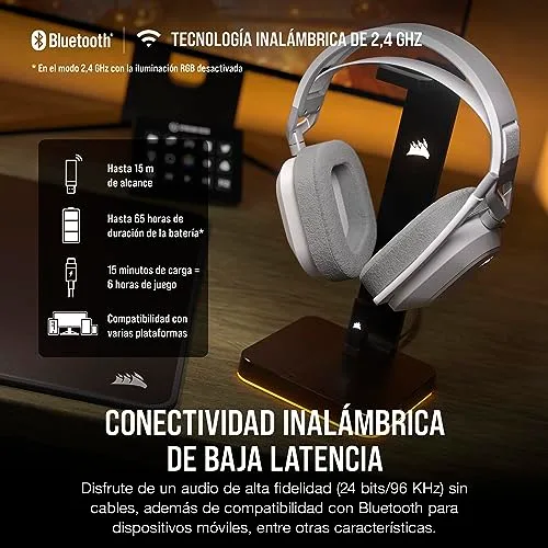 Corsair ▫️ Auscultadores para jogos HS80 MAX Wireless – Branco 3