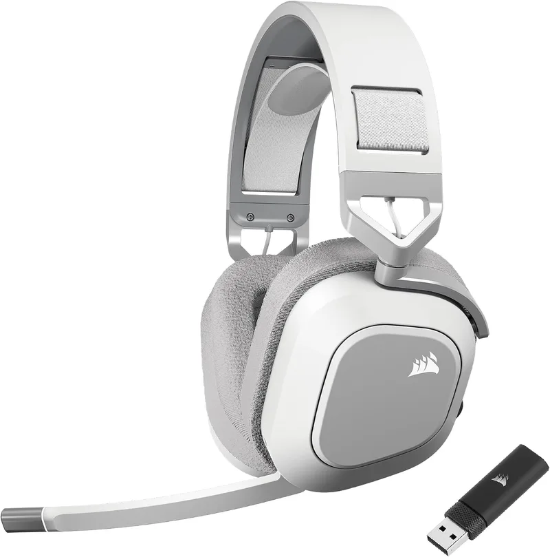 Corsair ▫️ Auscultadores para jogos HS80 MAX Wireless – Branco