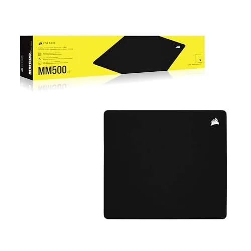 Corsair ▫️ MM500 v2 Tapete de rato grande para jogos com tecido híbrido – 45 cm x 40 cm – Revestimento resistente a salpicos – Bordas cosidas anti-riscos – Base de borracha antiderrapante – Preto 7