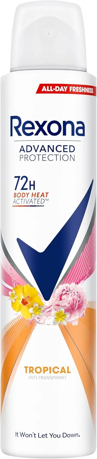 Unilever ▫️ Rexona Advanced Protection Tropical Women's 72 Hour Aerosol Antiperspirant Deodorant with Body Heat Activated Technology 200 ML ()