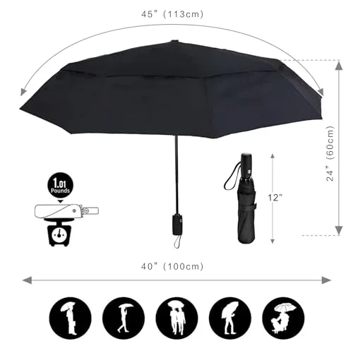 AMVUZ ▫️ Guarda-chuva dobrável de viagem, compacto, automático e resistente ao vento 3