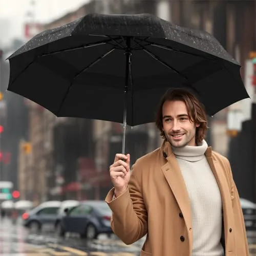 AMVUZ ▫️ Guarda-chuva dobrável de viagem, compacto, automático e resistente ao vento 6
