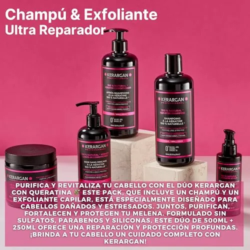 KERARGAN ▫️ Conjunto de Queratina: Champô e Esfoliante Capilar - 500 ml + 250 ml 2