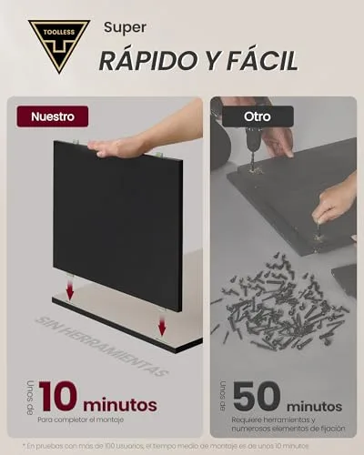 VASAGLE ▫️ Mesa de cabeceira, montagem rápida sem ferramentas, 3 gavetas 5