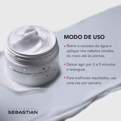 Professional Sebastian ▫️ Sebastian Professional NO.BREAKER Máscara, Tratamento Reparador para Cabelo Danificado, Condicionador Intenso, Para um Cabelo Mais Suave e Brilhante, 150 ml 3