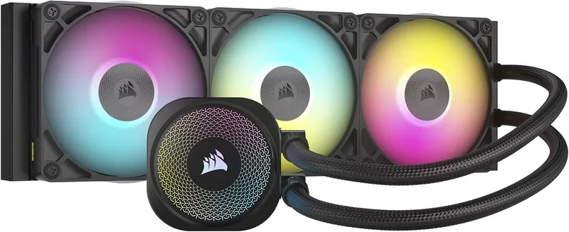 Corsair ▫️ iCUE Link Titan 360 RX Refrigerador Líquido RGB para CPU – AIO de 360 mm – 3 ventoinhas RGB RX120 incluídas – Compatível com Intel LGA 1851/1700, AMD AM5/AM4 – Hub iCUE Link incluído – Preto