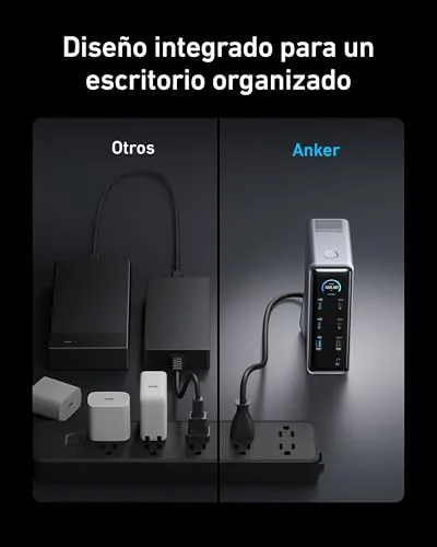 Anker ▫️ Estação de acoplamento Prime de 160 W, 3 portas USB-C com 100 W máx. cada, 1 porta USB-A com 12 W máx., transferência rápida de dados a 10 Gbps, portas de áudio e Ethernet, dois ecrãs 4K 4