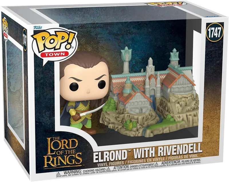 Funko ▫️ Figura de Vinil O Senhor dos Anéis Elrond com Rivendelll (Pop! Town) 1747 Unisex Pop! Multicolor