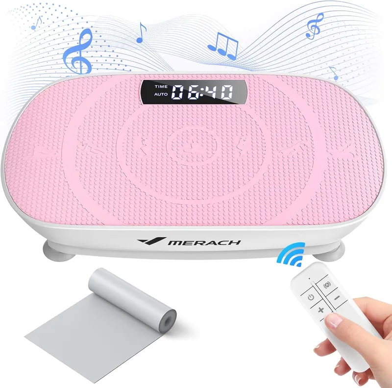 MERACH ▫️ Plataforma Vibratória, Potente Plataforma de Vibração Muscular para Musculação e Modelagem, Controlo Automático da Velocidade, Altifalante Bluetooth Incorporado