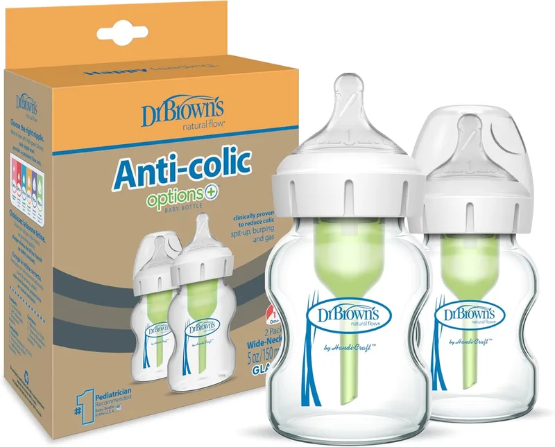 Dr Brown's Natural Flow ▫️ Conjunto de 2 biberões anticólicos «Dr. Brown's» Cristal, de 150 ml