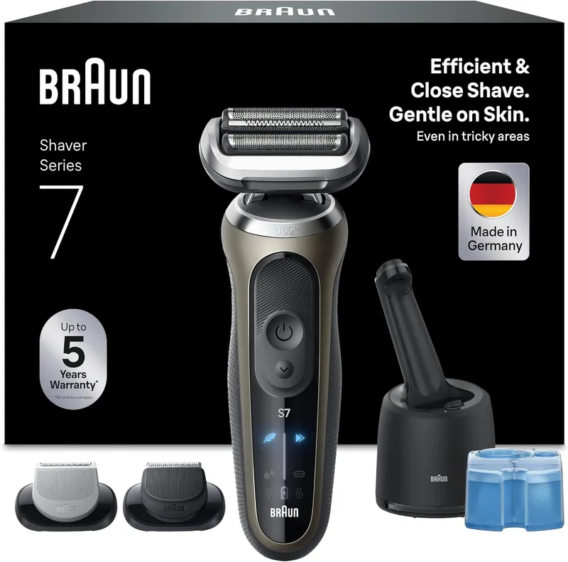 Braun ▫️ Series 7 Máquina de barbear elétrica para homem, 72-C7650CC, Dourada