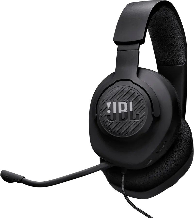 JBL ▫️ Quantum 100M2 auscultadores circumaurais para jogos, QuantumSOUND Signature, cabo de áudio de 3,5 mm, compatível com várias plataformas, microfone amovível, função de silêncio, preto