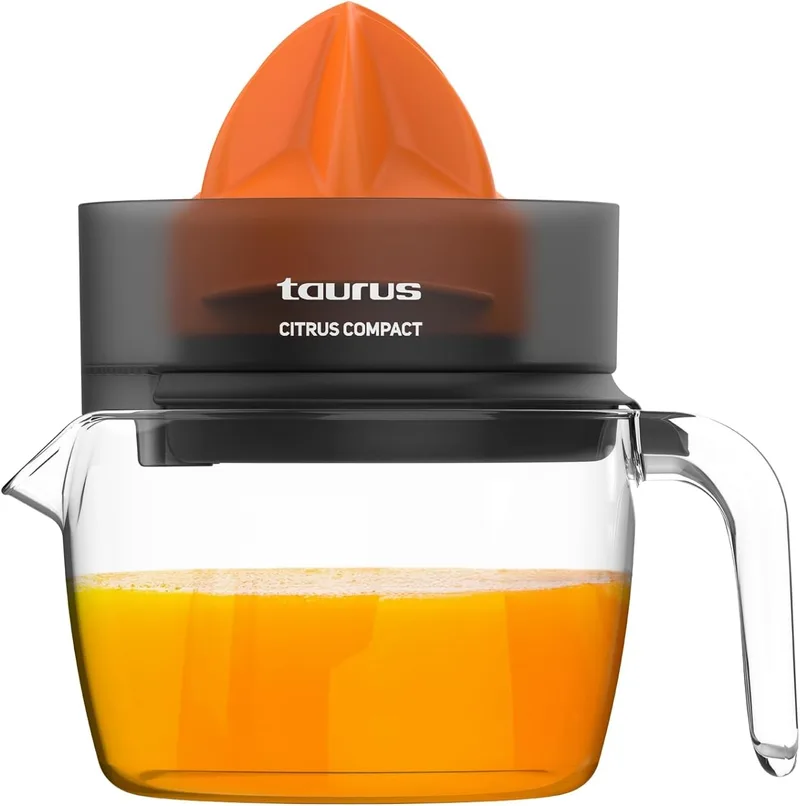 Taurus ▫️ Citrus Compact - Espremedor de Laranjas Elétrico, Dupla Direção de Rotação, Cone de Espremer Extra Grande, Destacável, Seguro para Máquina de Lavar Louça, Armazenamento Compacto, Sem BPA, 800 ml