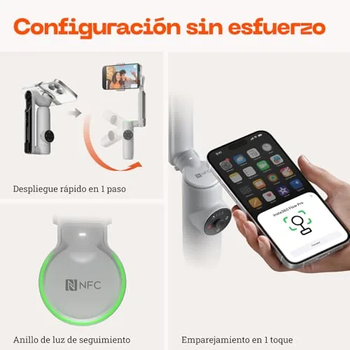 Insta360 ▫️ Flow Pro Pacote Padrão - Estabilizador de telemóvel com gimbal equipado com IA, acompanhamento infinito a 360º, estabilização em 3 eixos, tripé incorporado, portátil e dobrável 3