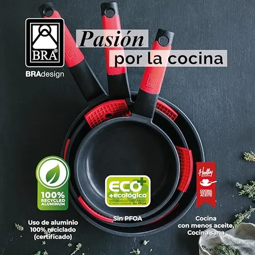 BRA ▫️ Premiere – Conjunto de 3 frigideiras, alumínio fundido antiaderente & Premiere | Frigideira de 32 cm, alumínio fundido, tripla camada com revestimento antiaderente reforçado 4
