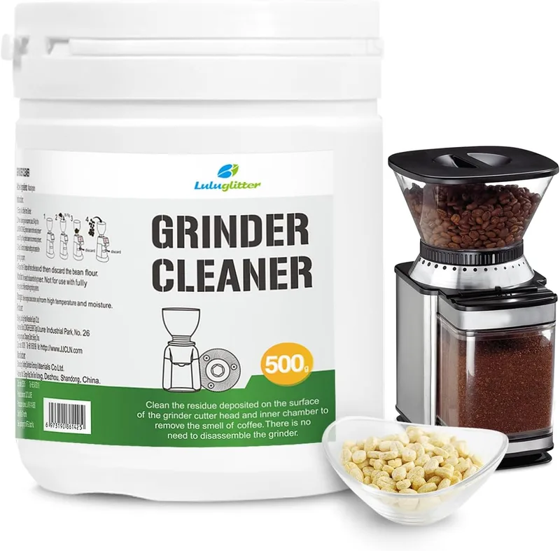 LULUGLITTER ▫️ Pastilhas de limpeza para moinhos de café, adequadas para uso alimentar, 500 g, produto de limpeza para grãos de café para uso doméstico, compatível com Baratza, Oxo e Breville
