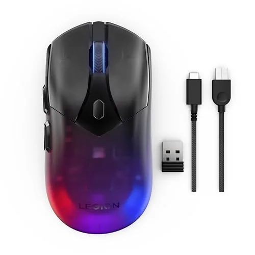 Lenovo ▫️ Legion M410 - Rato de jogos sem fios RGB (6 botões, iluminação RGB em 2 zonas, 16 000 dpi, 400 IPS, bateria recarregável com autonomia de 53 horas, compatível com NVIDIA Reflex) - Preto transparente 7