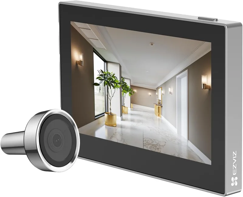 EZVIZ ▫️ Visor digital para porta com ecrã a cores de 4,3'', câmara de vídeo sem fios 1080P,Visão ao vivo de 146°, bateria recarregável de 2200 mAh, Wi-Fi de 2,4 GHz, SEM deteção de movimento, SEM visão noturna, CP2